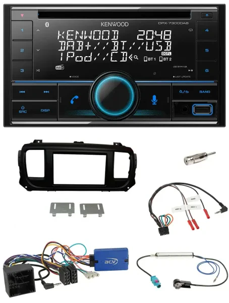 Kenwood CD 2DIN DAB USB Lenkrad Bluetooth Autoradio für Citroen Spacetourer Jump