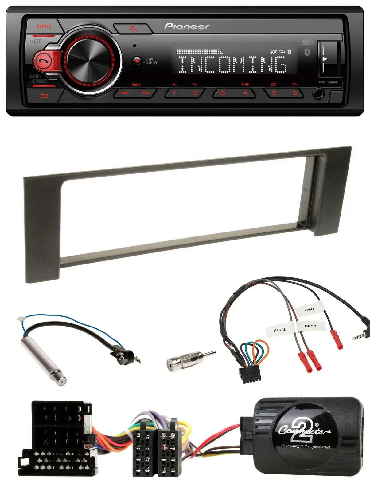 Автомагнитола для Audi A4 (2000–2004) Pioneer Bluetooth, USB, DAB, поддержка кнопок на руле, ISO