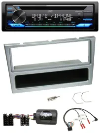 Автомагнитола JVC Bluetooth USB DAB CD для Opel Corsa C (2000–2004), серебристая, поддержка управления на руле