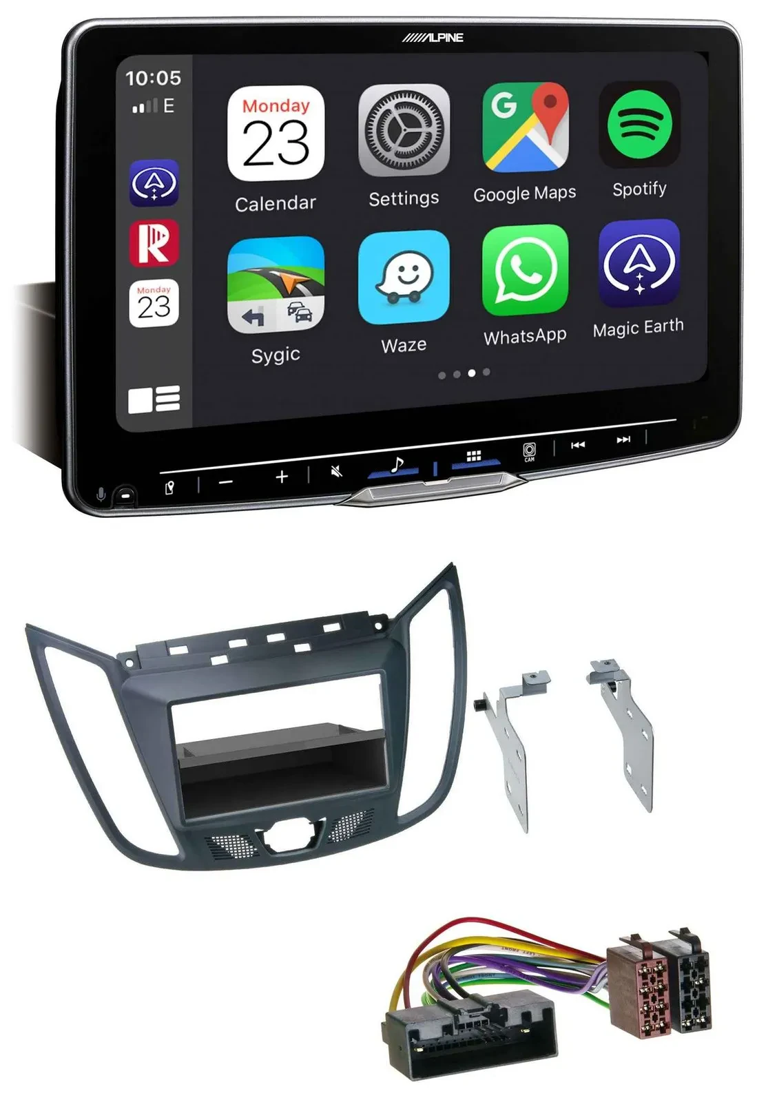 Alpine Bluetooth MP3 USB DAB Autoradio für Ford C-Max / Kuga - dunkelgrau