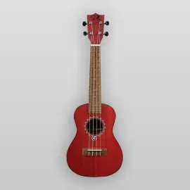 Puka Model PK-HBC Hibiscus Flower Rosette Red Satin Finish Concert Ukulele