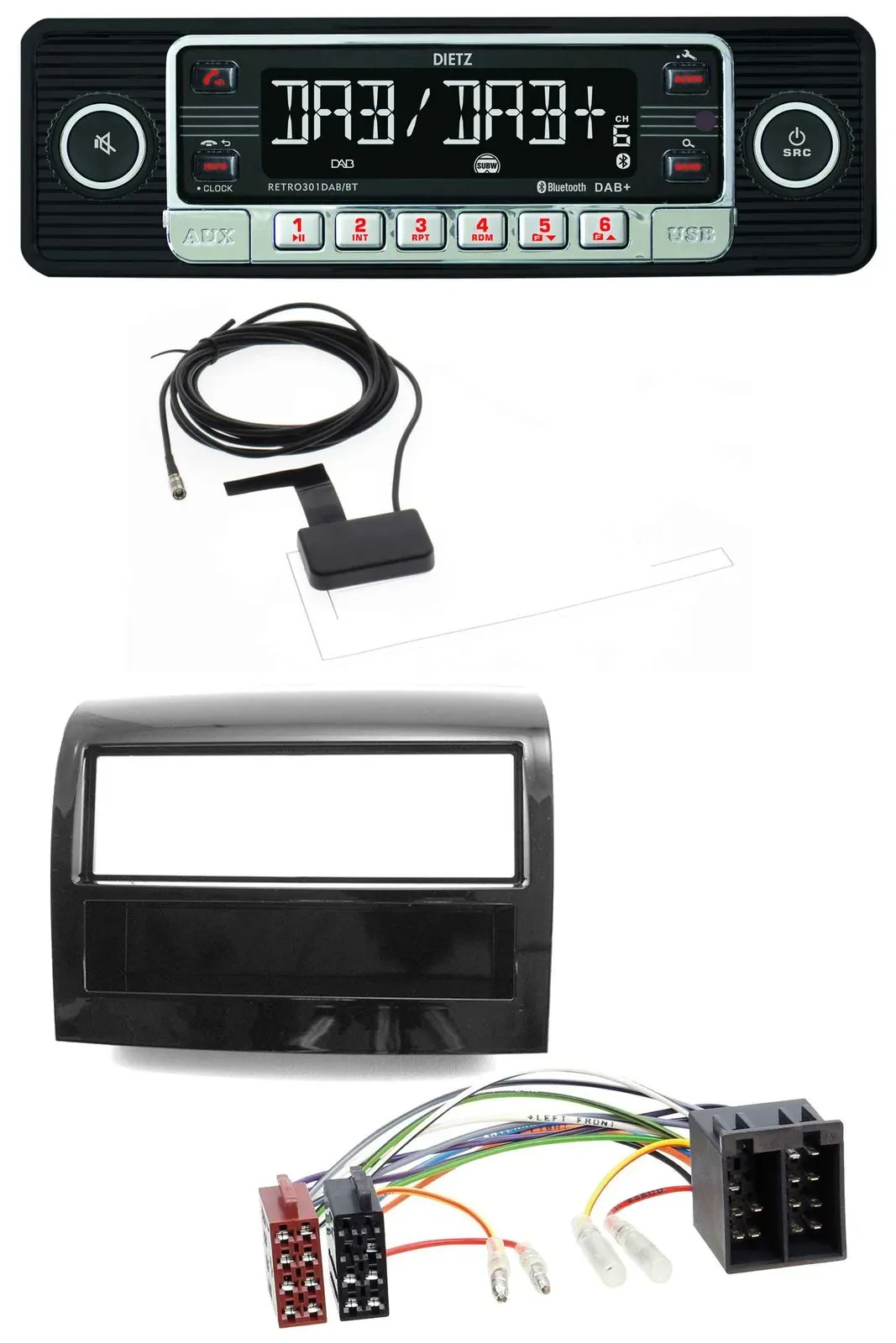 Dietz DAB Bluetooth USB MP3 Autoradio für Fiat Ducato 2011-2021 piano schwarz