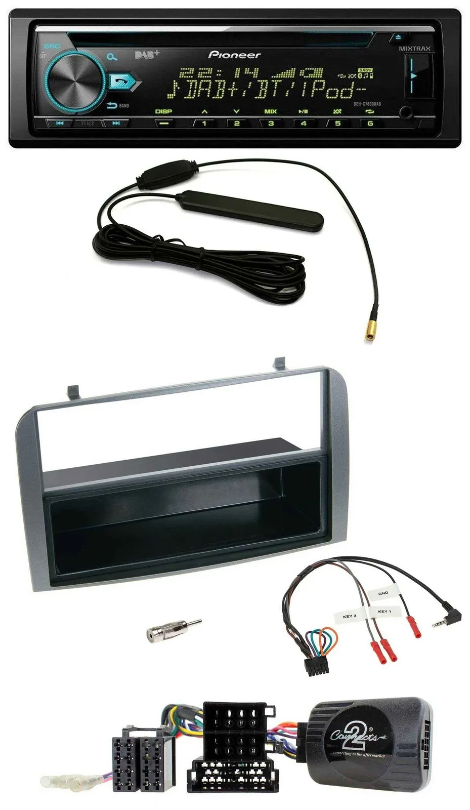 Pioneer CD MP3 Lenkrad DAB USB Autoradio für Alfa 147 GT 07-10 anthrazit Ablage