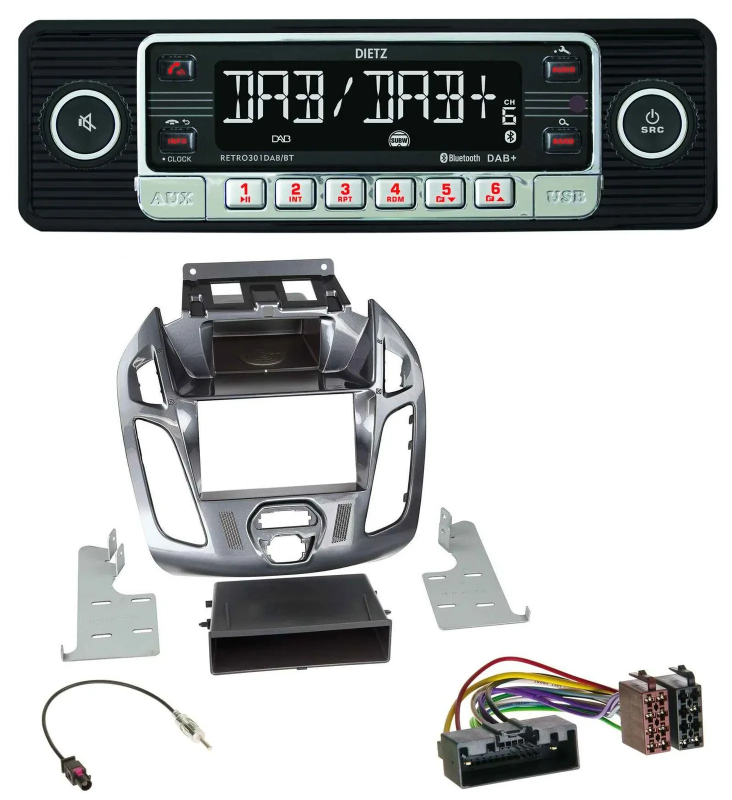 Dietz USB DAB MP3 Bluetooth Autoradio für Ford Connect Transit 12-18 ohne Displa