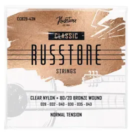 Russtone CCB28-43N - Струны для классической гитары, Серия: Clear Nylon, Обмотка: 80/20 бронза, Натяжение: среднее, Калибр: 28-32-40-30-35-43.