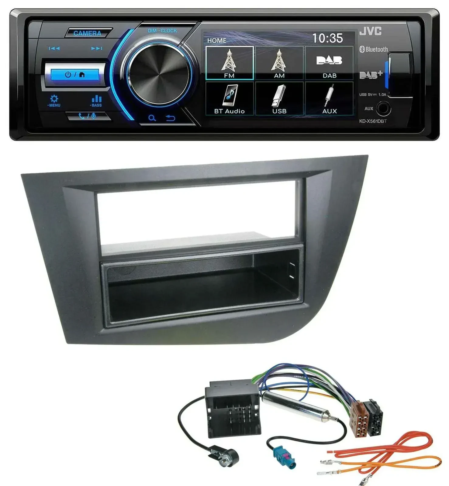 Автомагнитола для Seat Leon (с 2005) JVC Bluetooth, MP3, USB, DAB черная