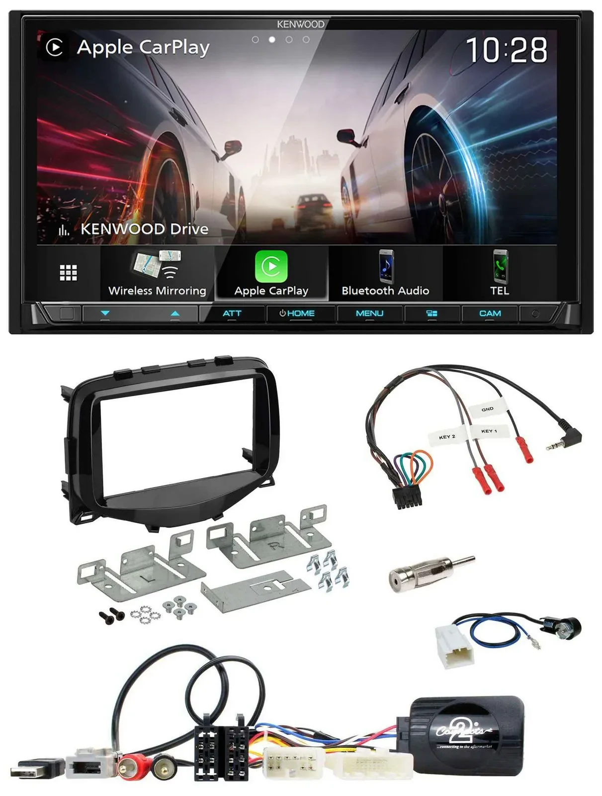 Kenwood Lenkrad 2DIN USB DAB Bluetooth Autoradio für Toyota Aygo 2014-2021