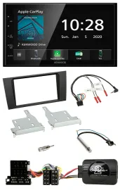 Автомагнитола Kenwood 2DIN, Bluetooth, DAB, USB для Audi A4 (1999–2001), поддержка управления на руле