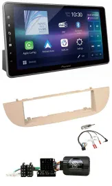 Pioneer Bluetooth USB DAB Lenkrad Autoradio für Fiat 500 ab 2007 perlgrau beige