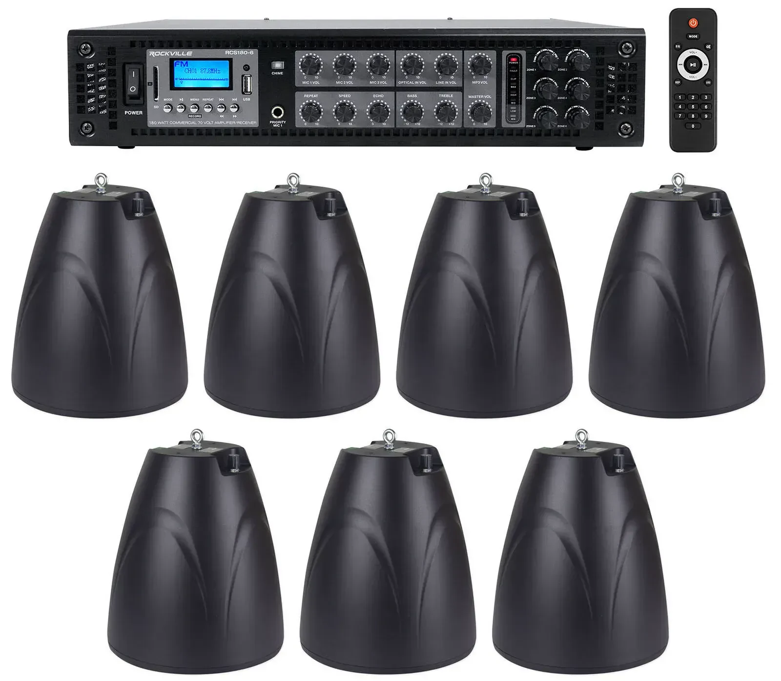 Потолочная акустика Rockville PEN-65T Black с усилителем (7 штук)