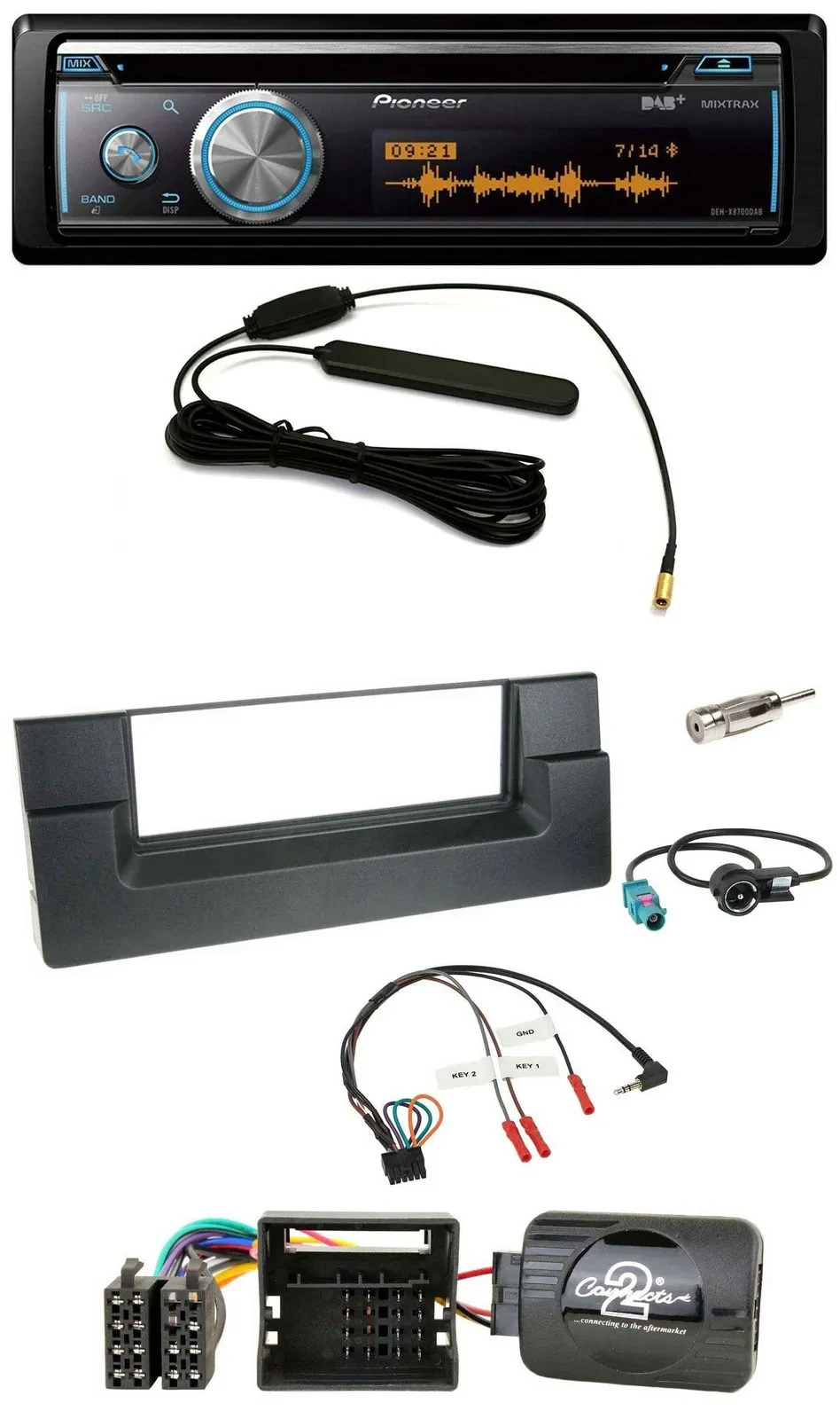 Автомагнитола для BMW 5 Series E39 (2001–2004) Pioneer CD USB Bluetooth DAB, поддержка управления на руле, совместима с активной системой