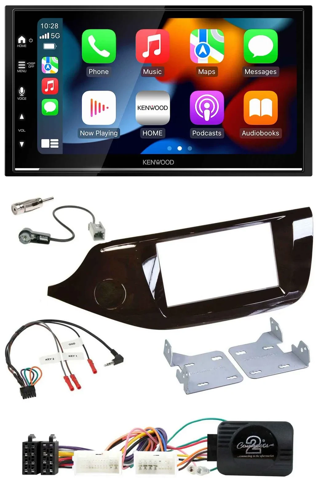 Kenwood DAB USB Bluetooth 2DIN Lenkrad Autoradio für Kia Ceed ab 2012 glänzend o