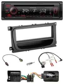 Kenwood Lenkrad CD USB Bluetooth DAB Autoradio für Ford Mondeo S-Max 07-14 schwa