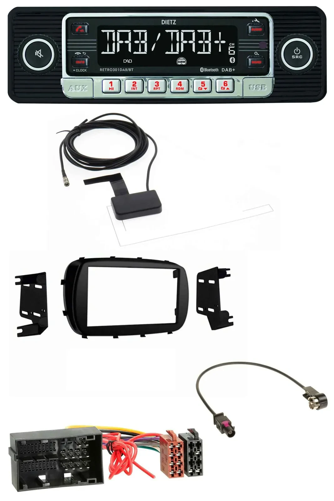 Dietz DAB Bluetooth USB MP3 Autoradio für Fiat 500X (ab 2015)