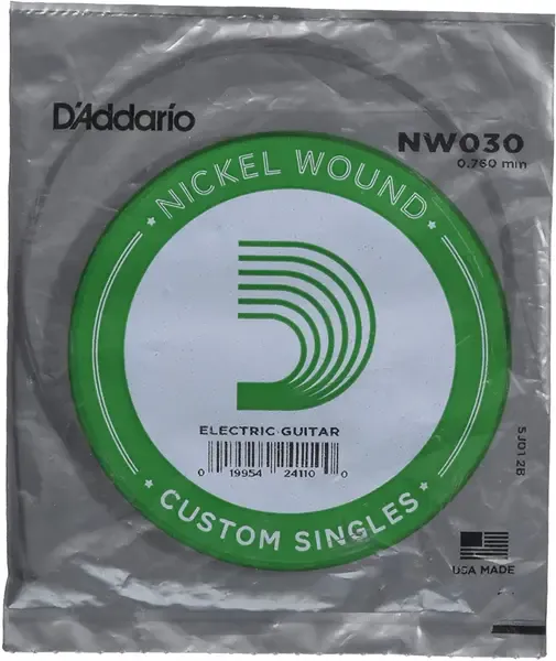 Струна для электрогитары D'Addario NW030 XL Nickel Wound Singles, сталь никелированная, калибр 30
