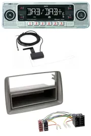 Dietz Bluetooth USB MP3 DAB Autoradio für Fiat Panda (169 2003-2012) grau