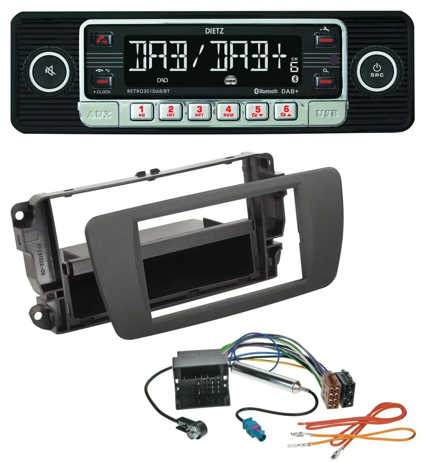 Dietz USB DAB MP3 Bluetooth Autoradio für Seat Ibiza (ab 12) - tuam grey