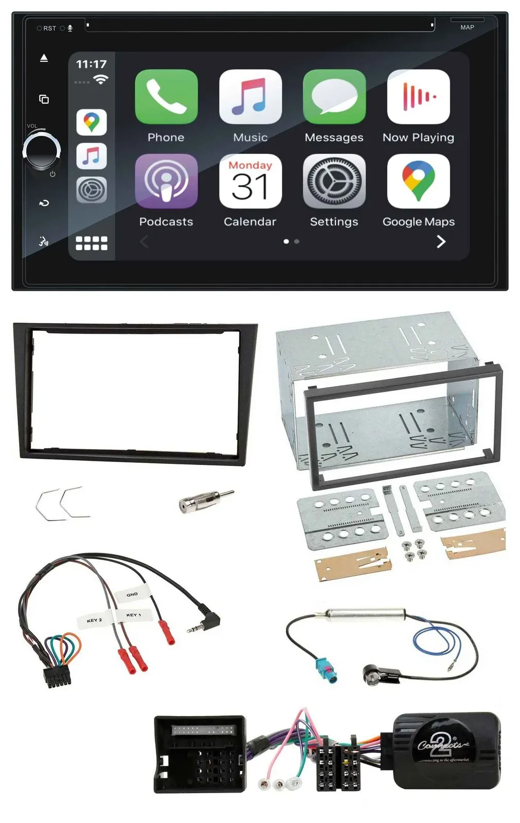 Blaupunkt DAB Lenkrad TMC Bluetooth USB 2DIN Navigation für Opel Corsa D 2006-20