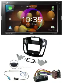 JVC DAB MP3 2DIN Bluetooth USB Autoradio für Ford Focus 2014-2018 schwarz