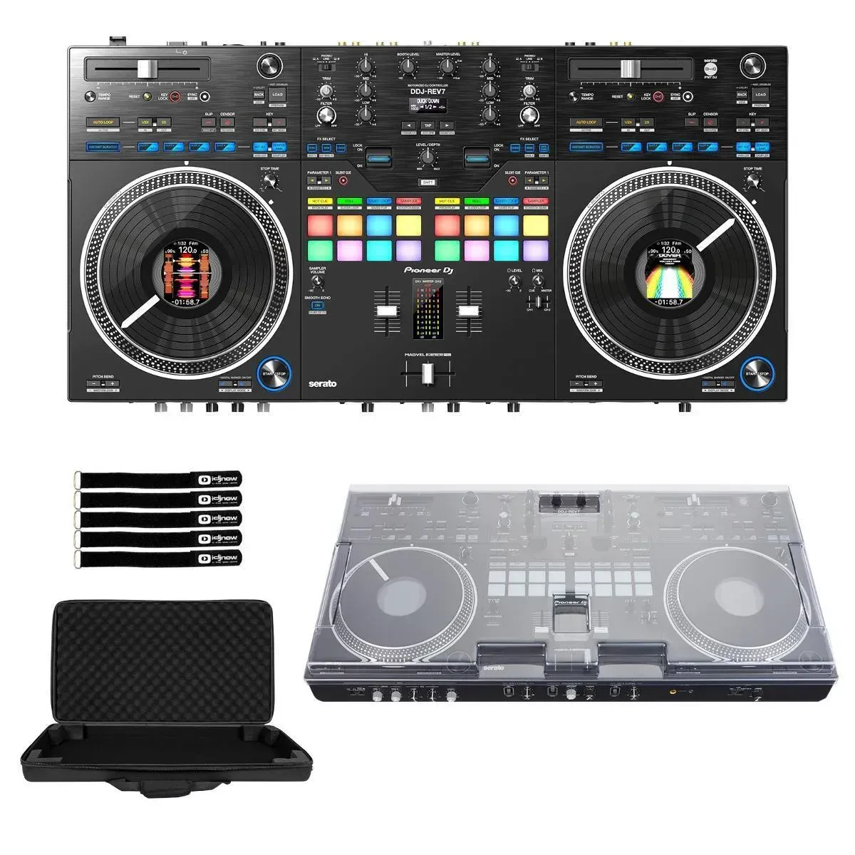 DJ-контроллер с джогом Pioneer DDJ-REV7 с аксессуарами