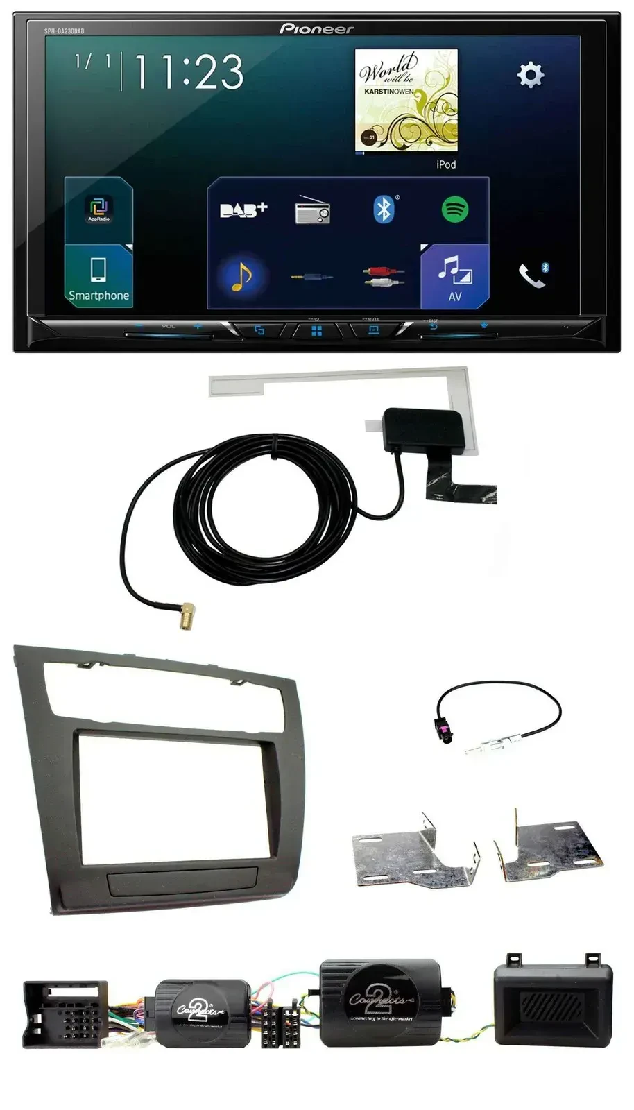 Автомагнитола Pioneer 2-DIN, DAB, USB, Bluetooth, для BMW 1 серии (E87), поддержка кнопок на руле, совместима с PDC и автоклиматом