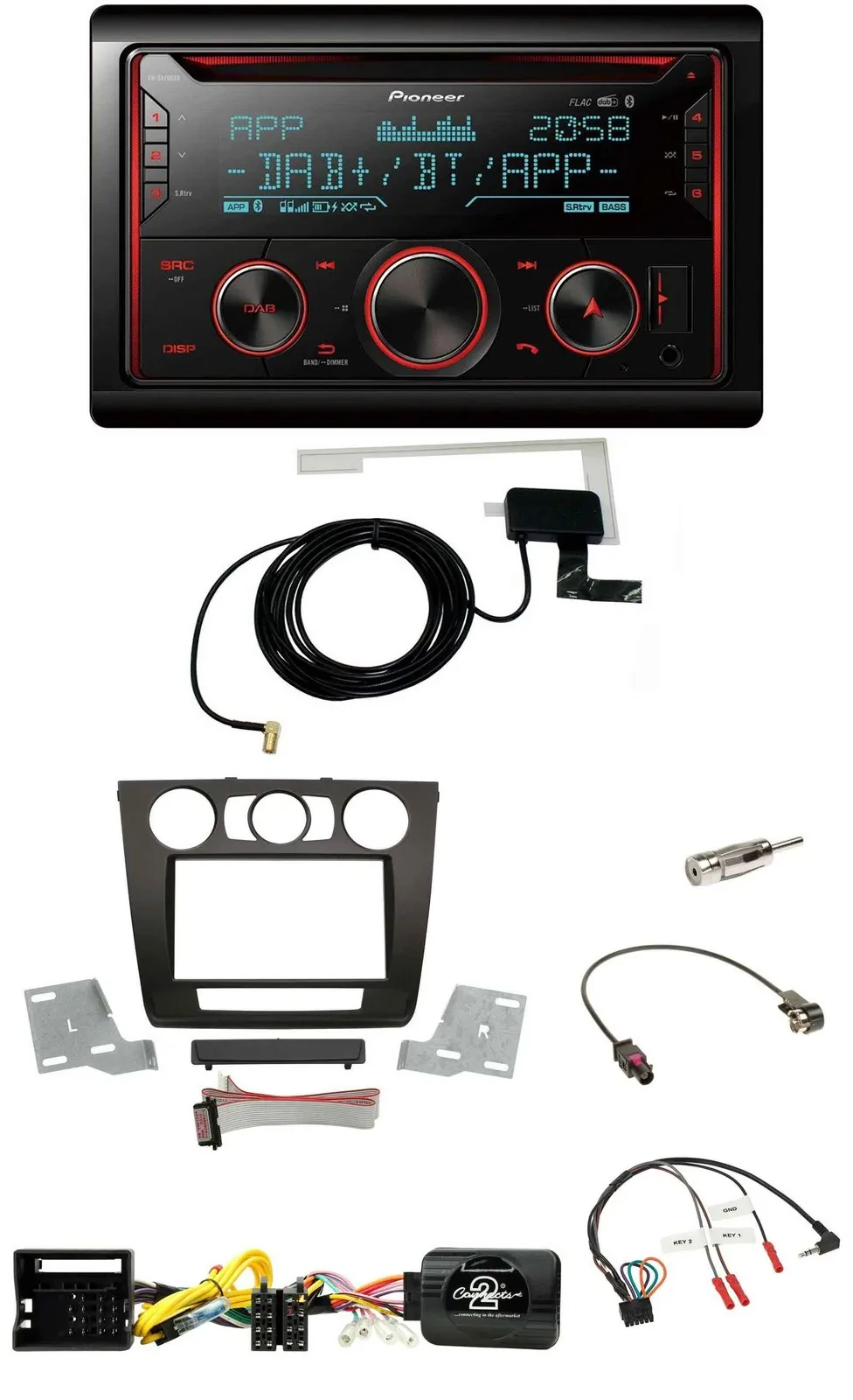 Автомагнитола Pioneer 2DIN DAB USB CD Bluetooth для BMW 1 Series (E87) с поддержкой кнопок на руле, для ручного кондиционера