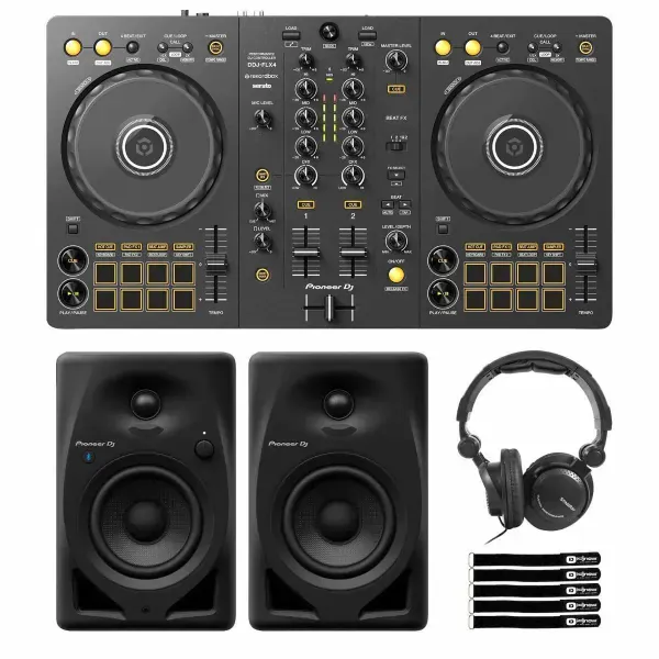 DJ-контроллер с джогом Pioneer DDJ-FLX4 Black с мониторами