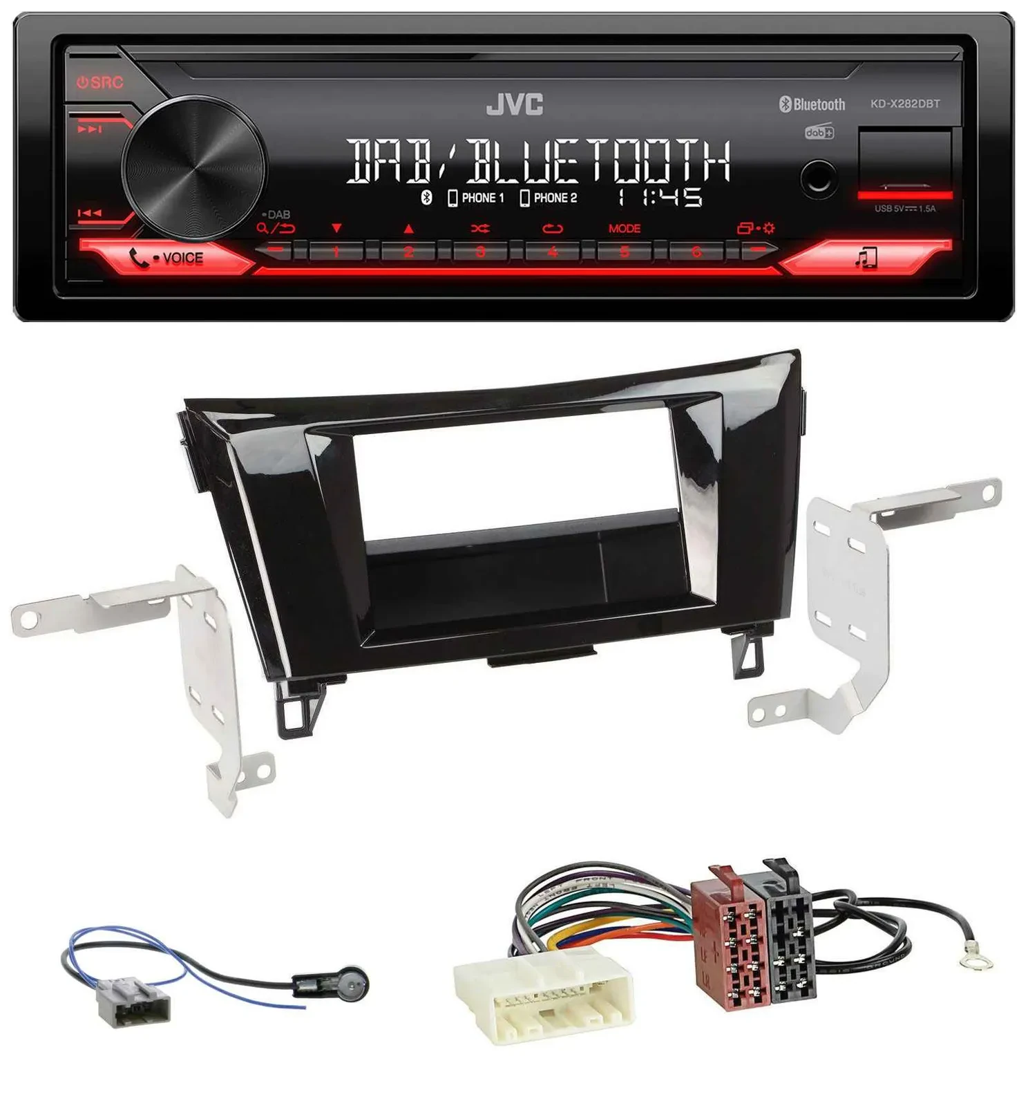 Автомагнитола для Nissan Qashqai/X-Trail JVC Bluetooth, USB, DAB, MP3