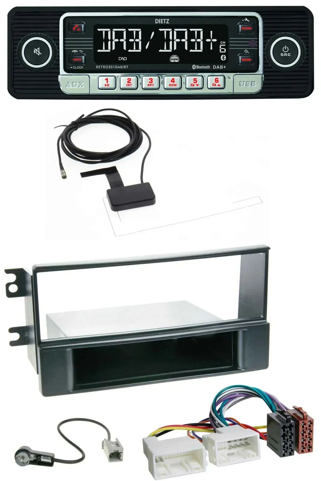 Автомагнитола для Kia Sportage II (2008–2010) Dietz DAB, Bluetooth, USB, MP3 с новой проводкой