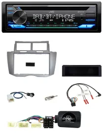 JVC Bluetooth Lenkrad USB DAB CD Autoradio für Toyota Yaris 2007-2011 silber