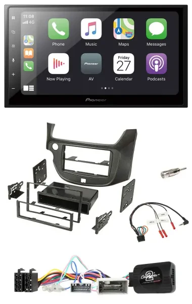 Pioneer Lenkrad Bluetooth DAB 2DIN USB Autoradio für Honda Jazz ab 14 dunkelgrau