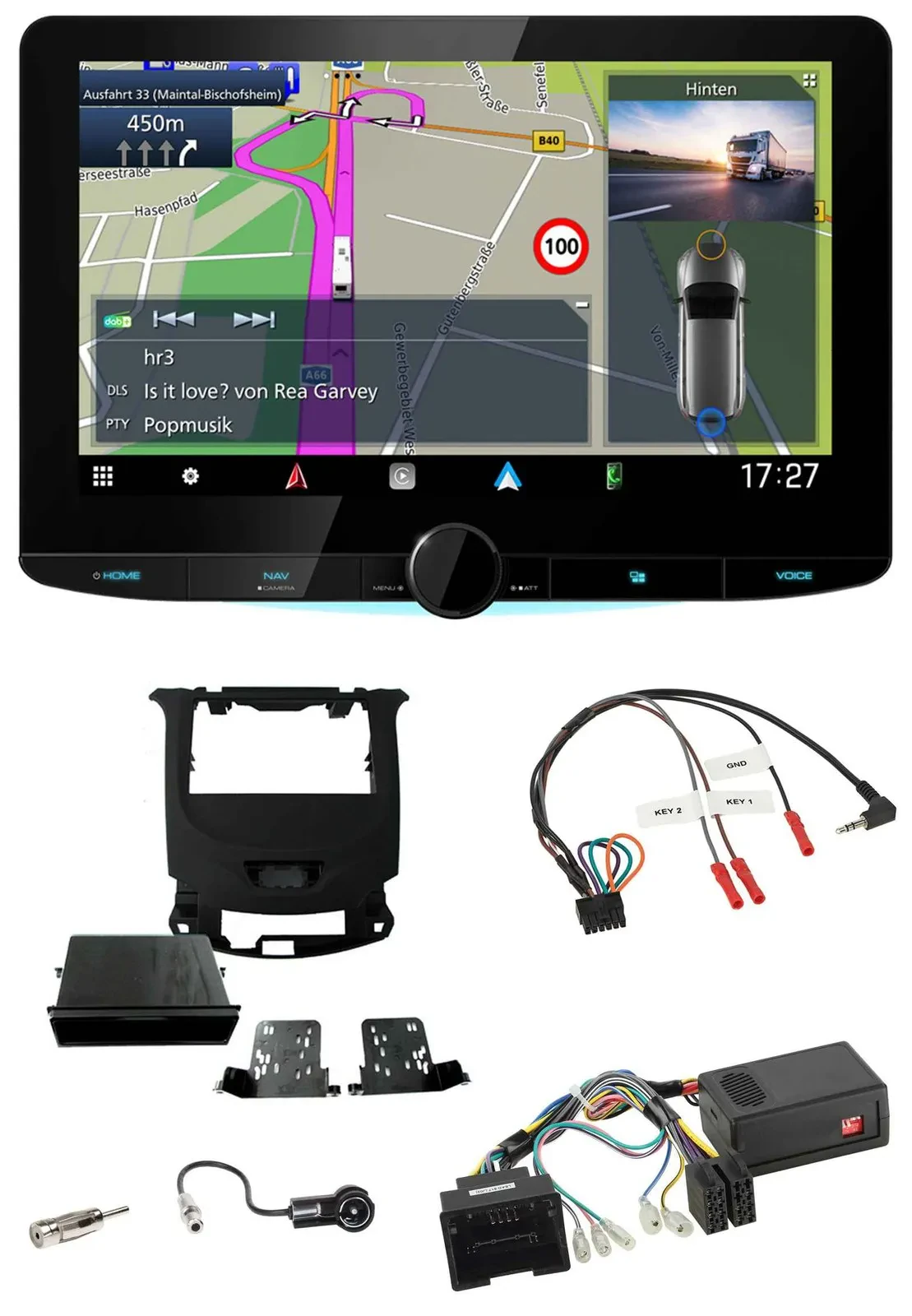 Kenwood Bluetooth DAB TMC 2DIN Lenkrad USB Navigation für Chevrolet Cruze ab 201