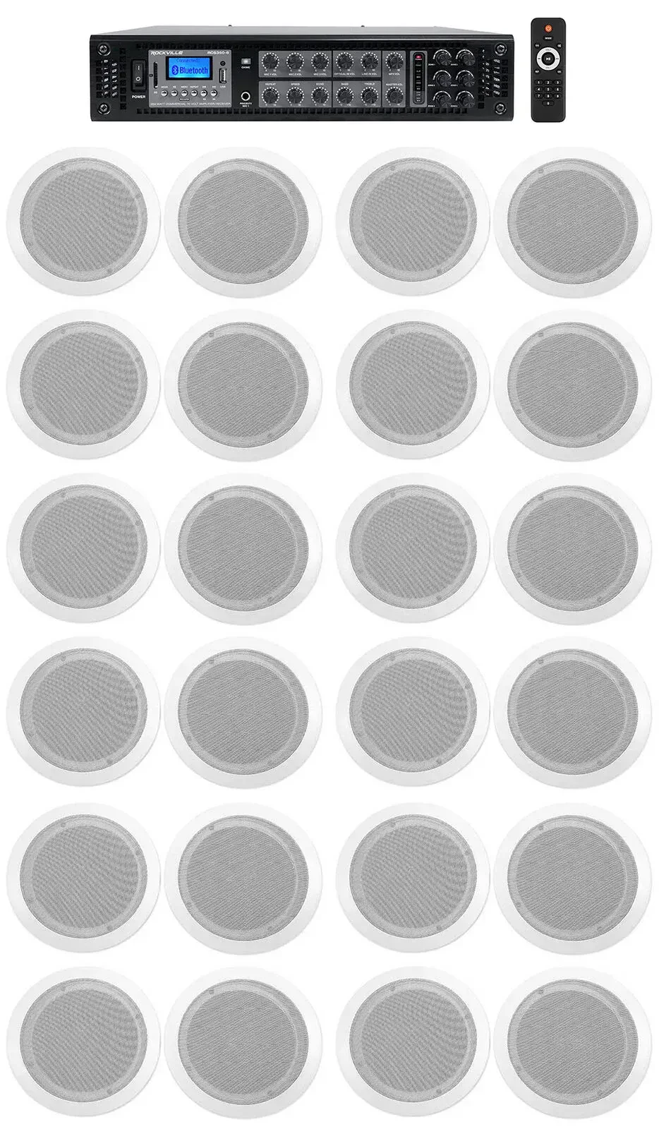 Потолочная акустика Rockville RCS350-6+(12) CC65T Wh HOTEL White с усилителем (24 штуки)