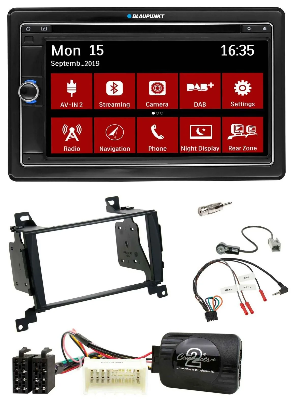 Blaupunkt Lenkrad DAB TMC 2DIN USB Bluetooth Navigation für Hyundai Santa Fe 07-