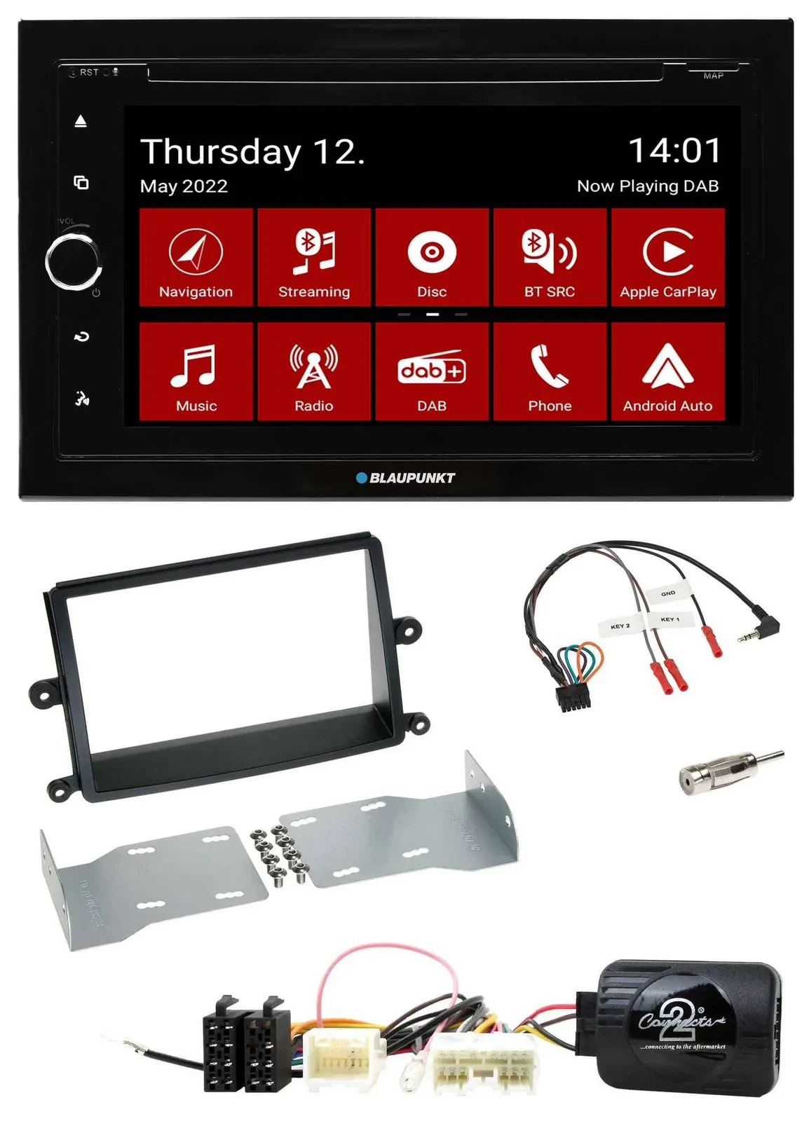 Blaupunkt 2DIN Lenkrad Bluetooth USB TMC DAB Navigation für Mitsubishi L200 06-1