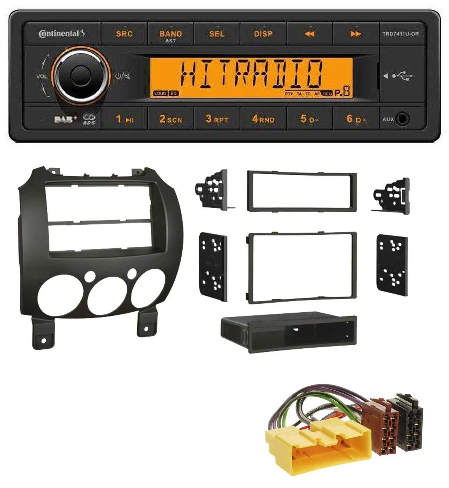 Автомагнитола для Mazda 2 (с 2007) Continental 1-DIN DAB MP3 AUX USB