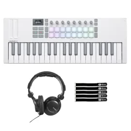 Novation Launchkey Mini 37 MK4 White 37-Note Controller Keyboard w Headphones