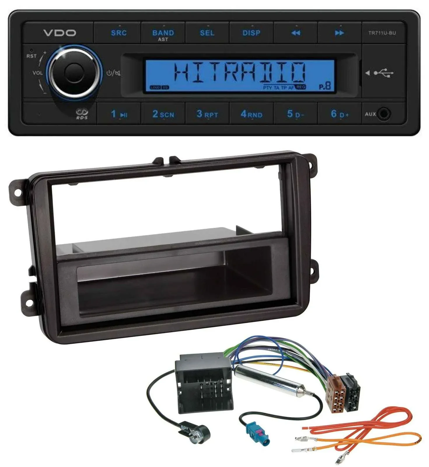VDO AUX 1DIN MP3 USB Autoradio für Seat Alhambra ab 10 Leon 09-12 Toledo ab 13