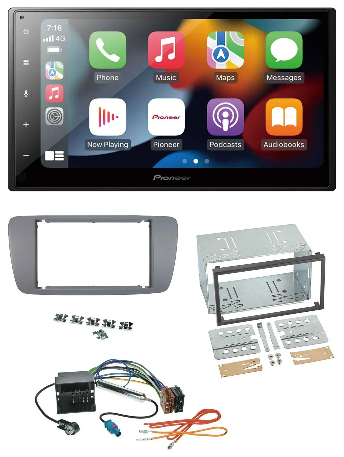 Pioneer DAB Bluetooth 2DIN USB MP3 Autoradio für Seat Ibiza ab 08 conemaragrau