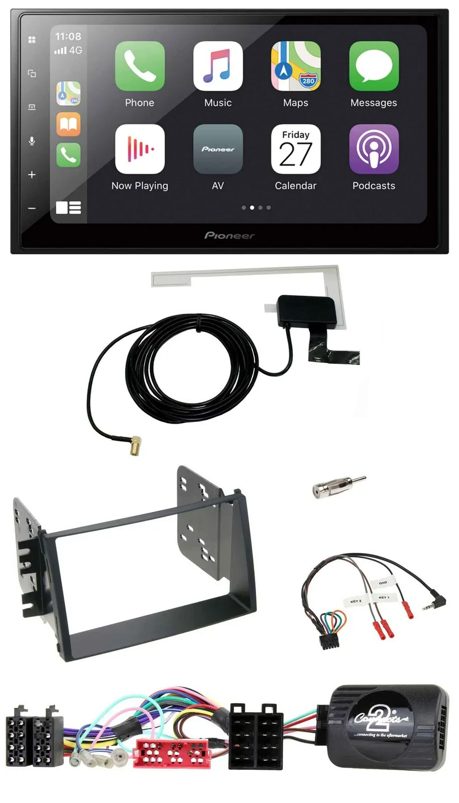 Pioneer USB Lenkrad 2DIN Bluetooth DAB Autoradio für Kia Soul 2009-2011