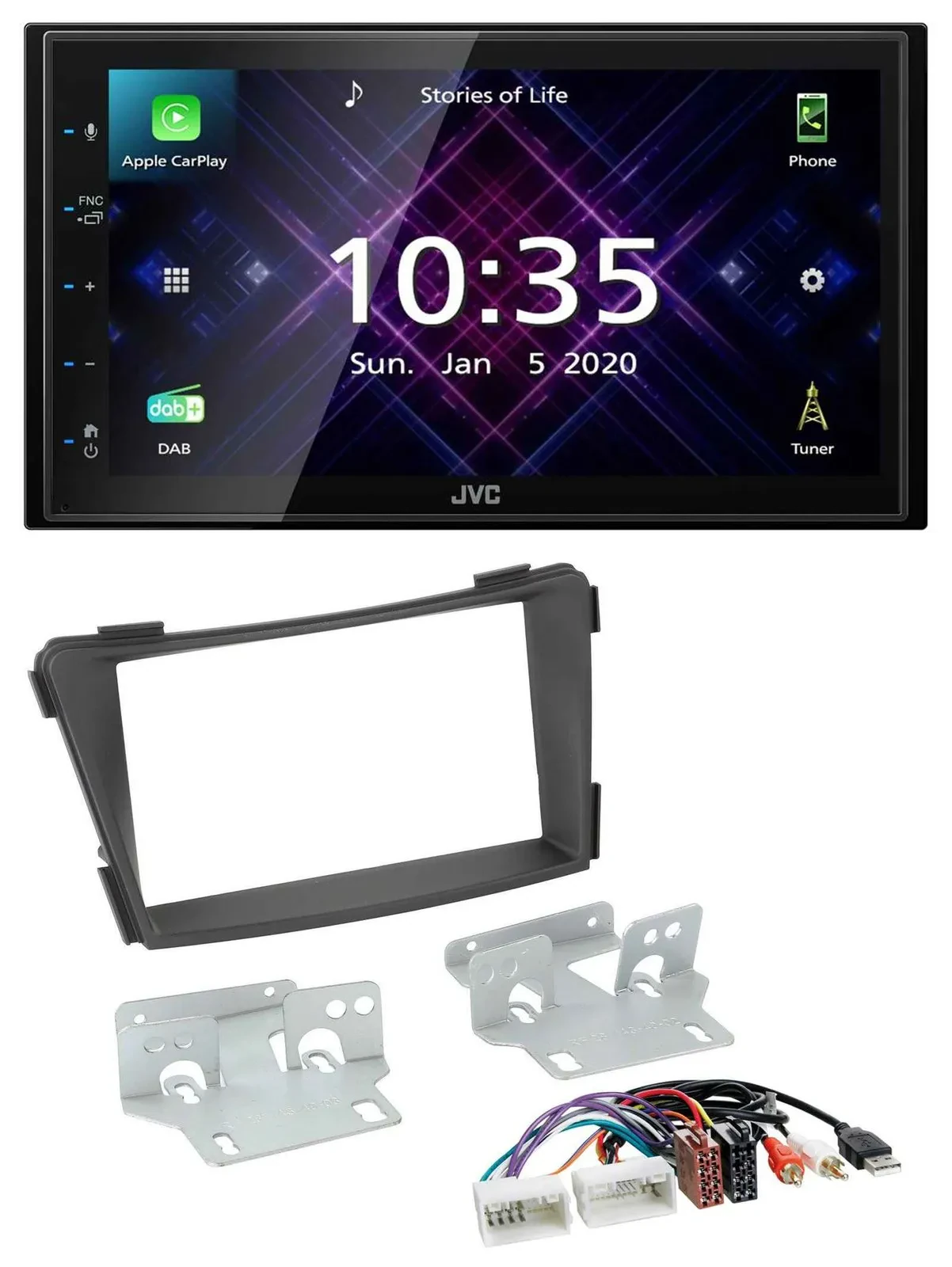 JVC DAB 2DIN MP3 Bluetooth USB Autoradio für Hyundai i40 ab 2011 VF schwarz AUX