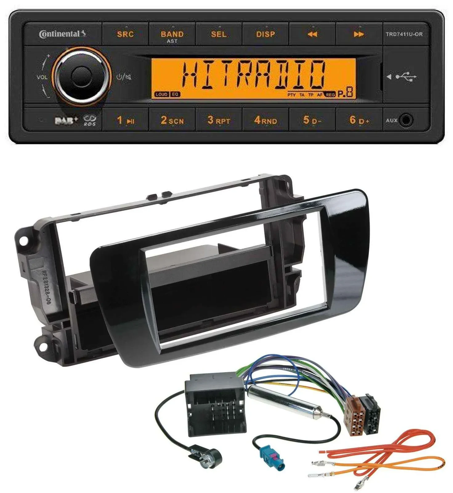 Continental 1DIN DAB MP3 AUX USB Autoradio für Seat Ibiza ab 08 Klavierlack schw