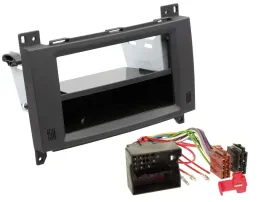 Einbauset DIN Autoradio für Mercedes A- B-Klasse Vito rubbertouch-schwarz