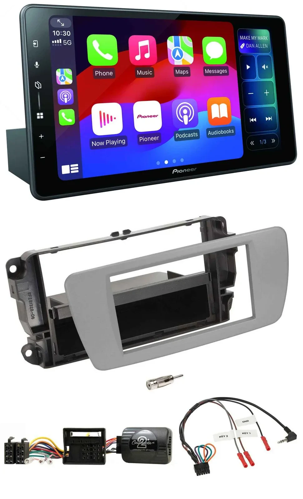 Автомагнитола Pioneer Bluetooth, DAB, USB, совместимая с управлением на руле, для Seat Ibiza, серый