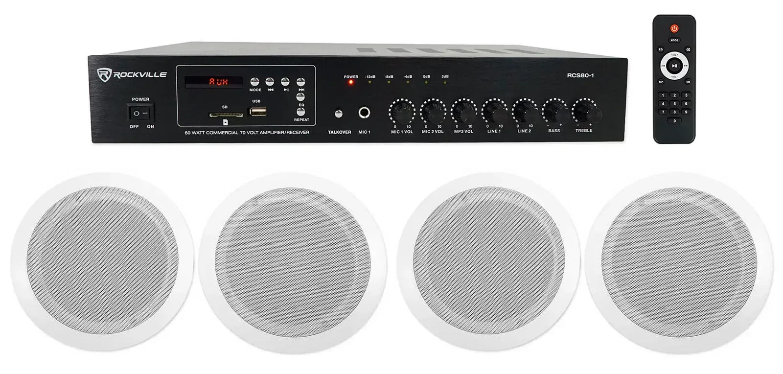 Потолочная акустика Rockville RCS80-1+(2) CC65T White с усилителем (4 штуки)