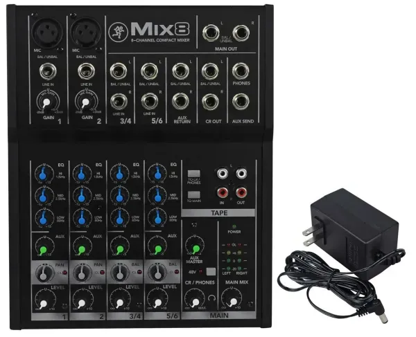 New Mackie Mix8 8 Channel Compact Mixer Constructed With a Durable Metal Chasis