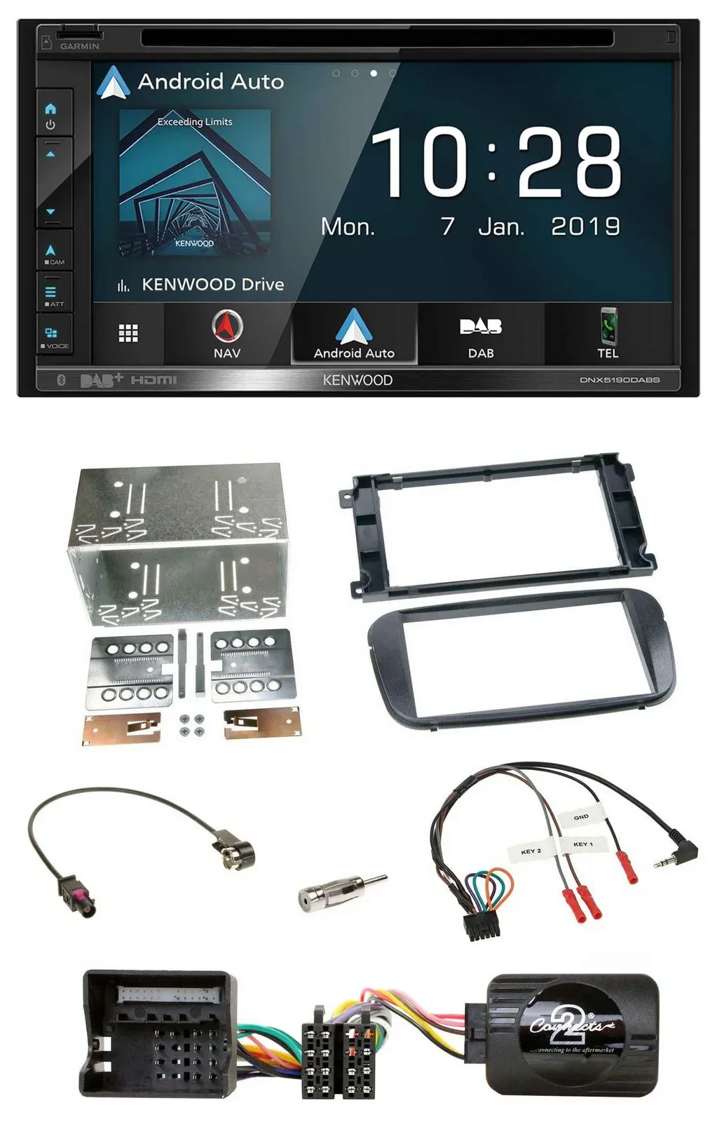 Kenwood DAB TMC USB 2DIN Lenkrad Bluetooth Navigation für Ford S-Max Mondeo 07-1