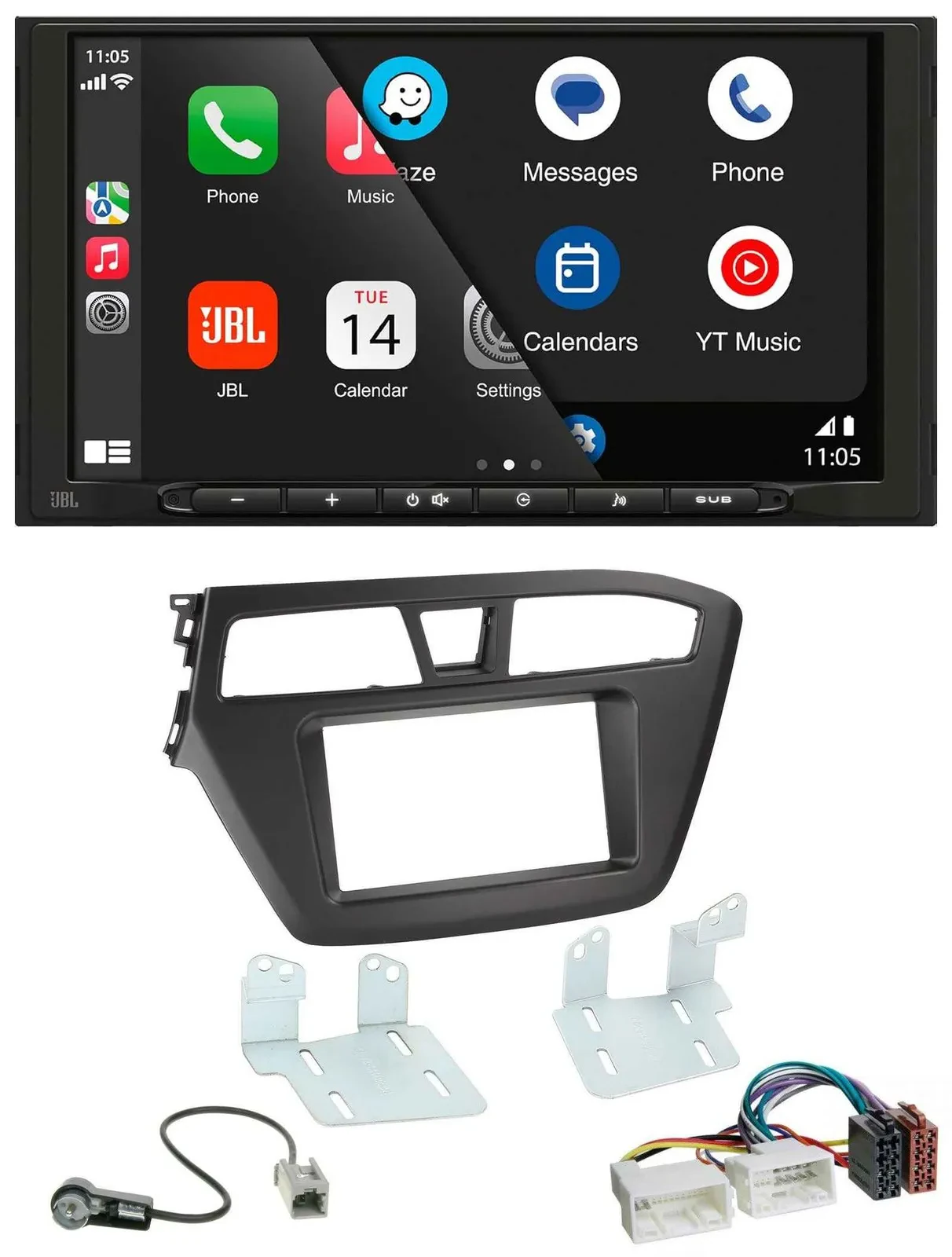 JBL USB 2DIN MP3 Bluetooth AUX Autoradio für Hyundai i20 (2014-2020)