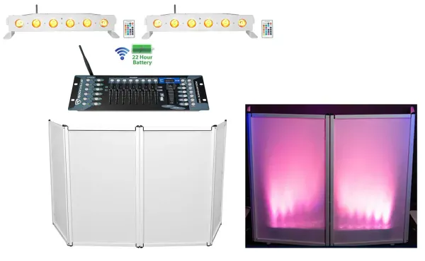 Rockville RFAAW DJ Facade Booth+(2) Wireless DMX Battery Strip Lights+Controller