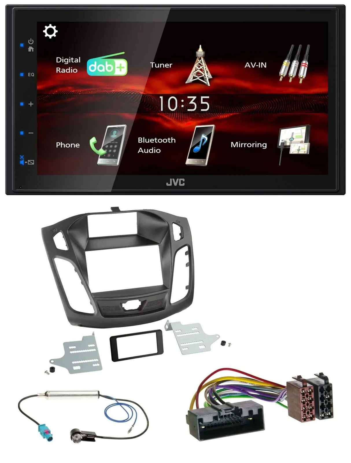JVC USB Bluetooth MP3 DAB 2DIN Autoradio für Ford Focus (2011-2014)